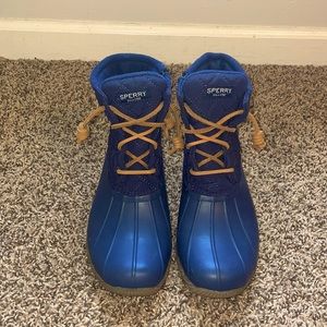 Blue sperry boots